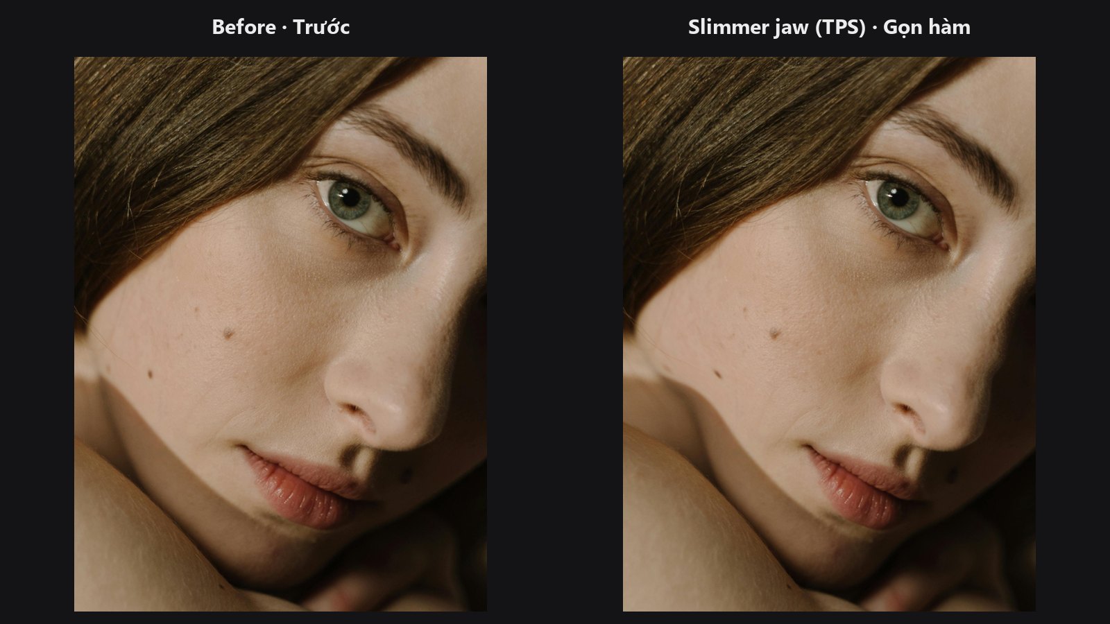 Face Warp TPS — before / after