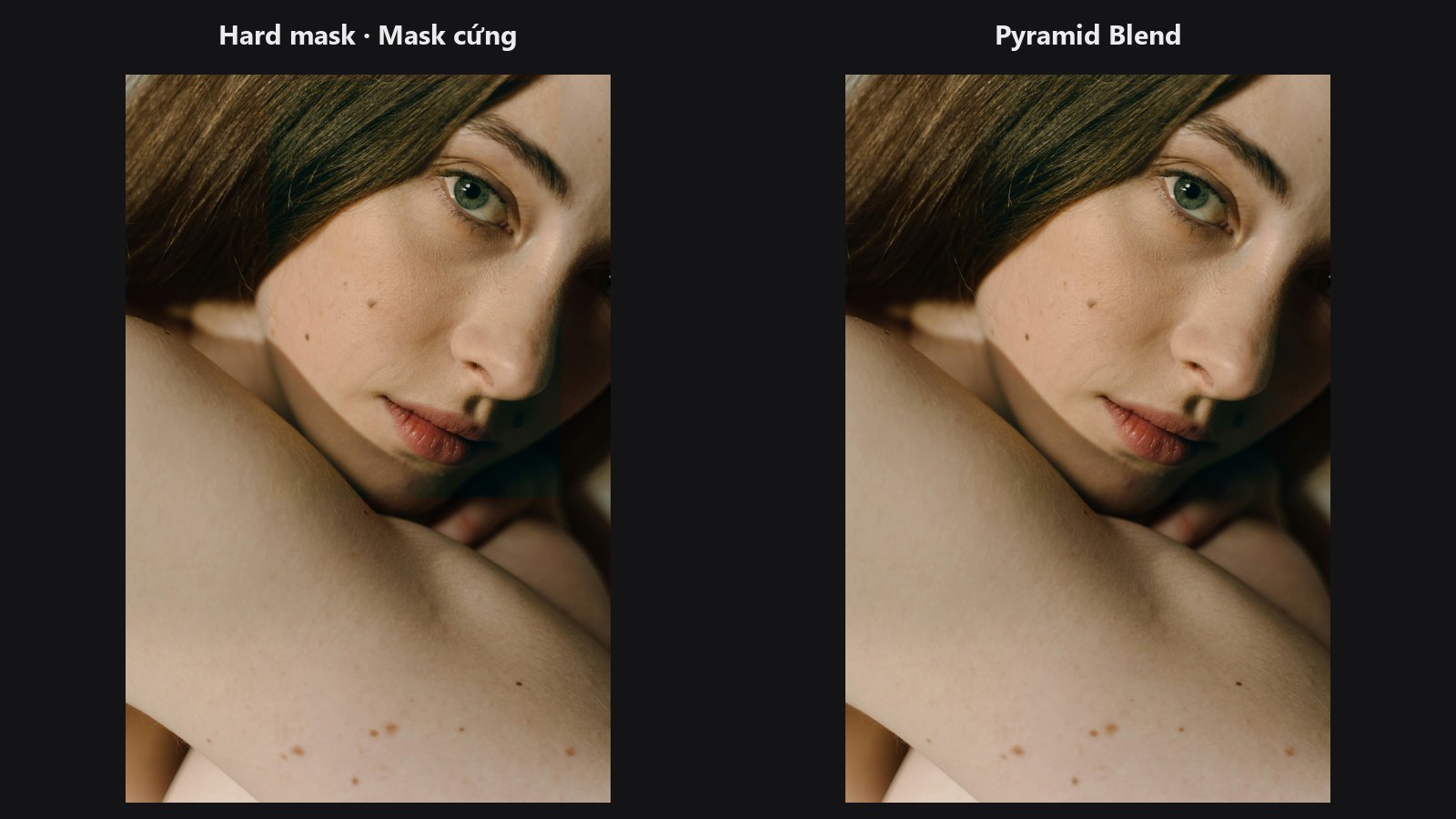 Pyramid Blend — before / after